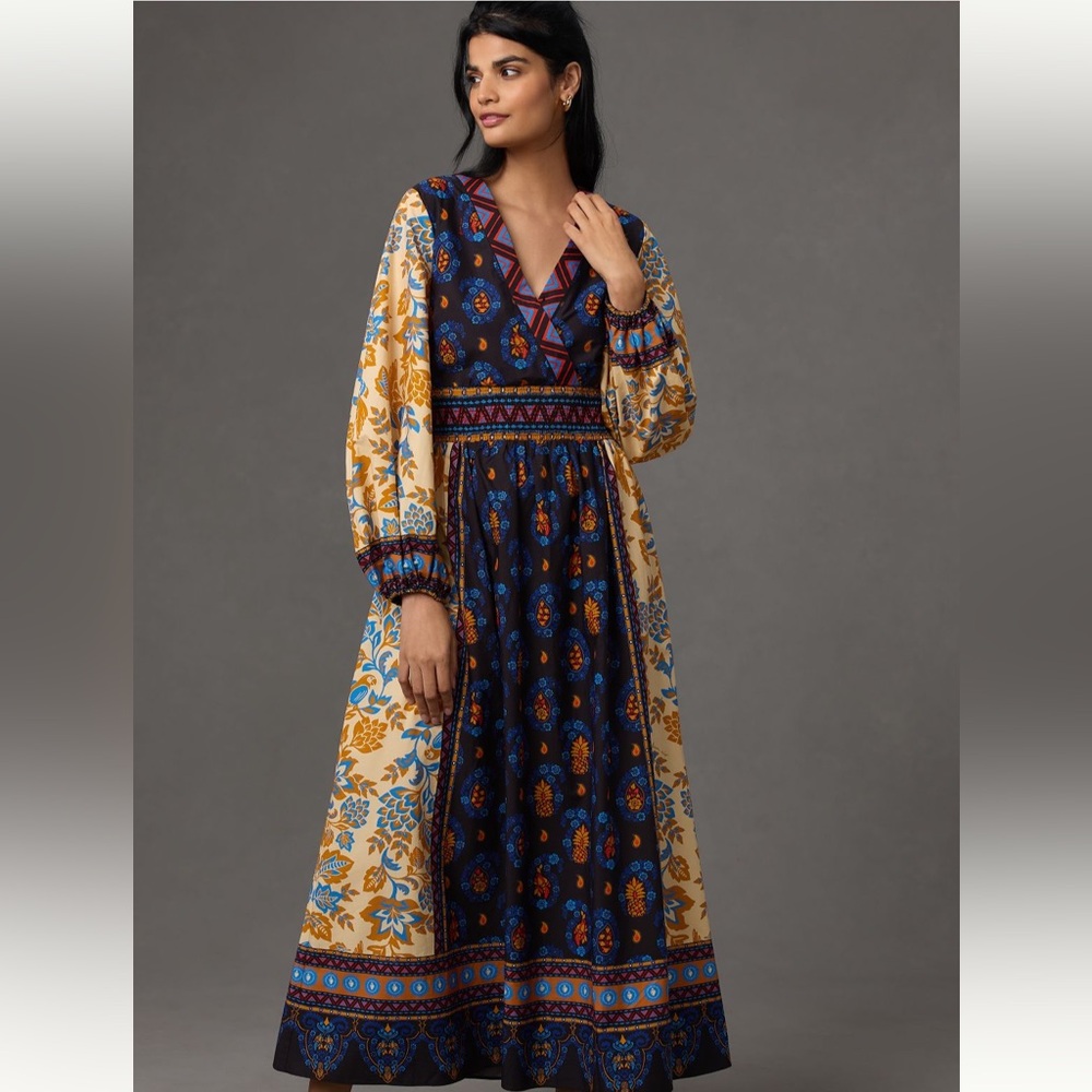 Farm Rio long sleeved maxi dress size XS